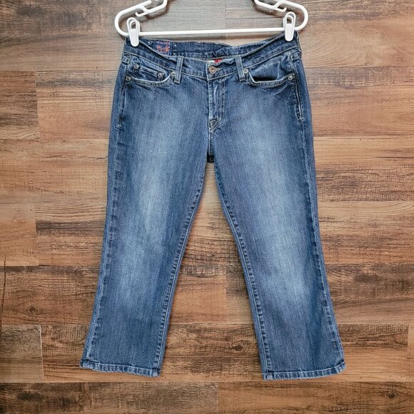 Lucky Brand Jeans Size 6 Gene Montesano Crop Dunagrees USA Medium Light Wash - Picture 1 of 14